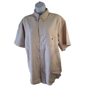 Vintage Chaps Ralph Men Lauren Button-Down Shirt M Beige Logo Preppy Gorpcore